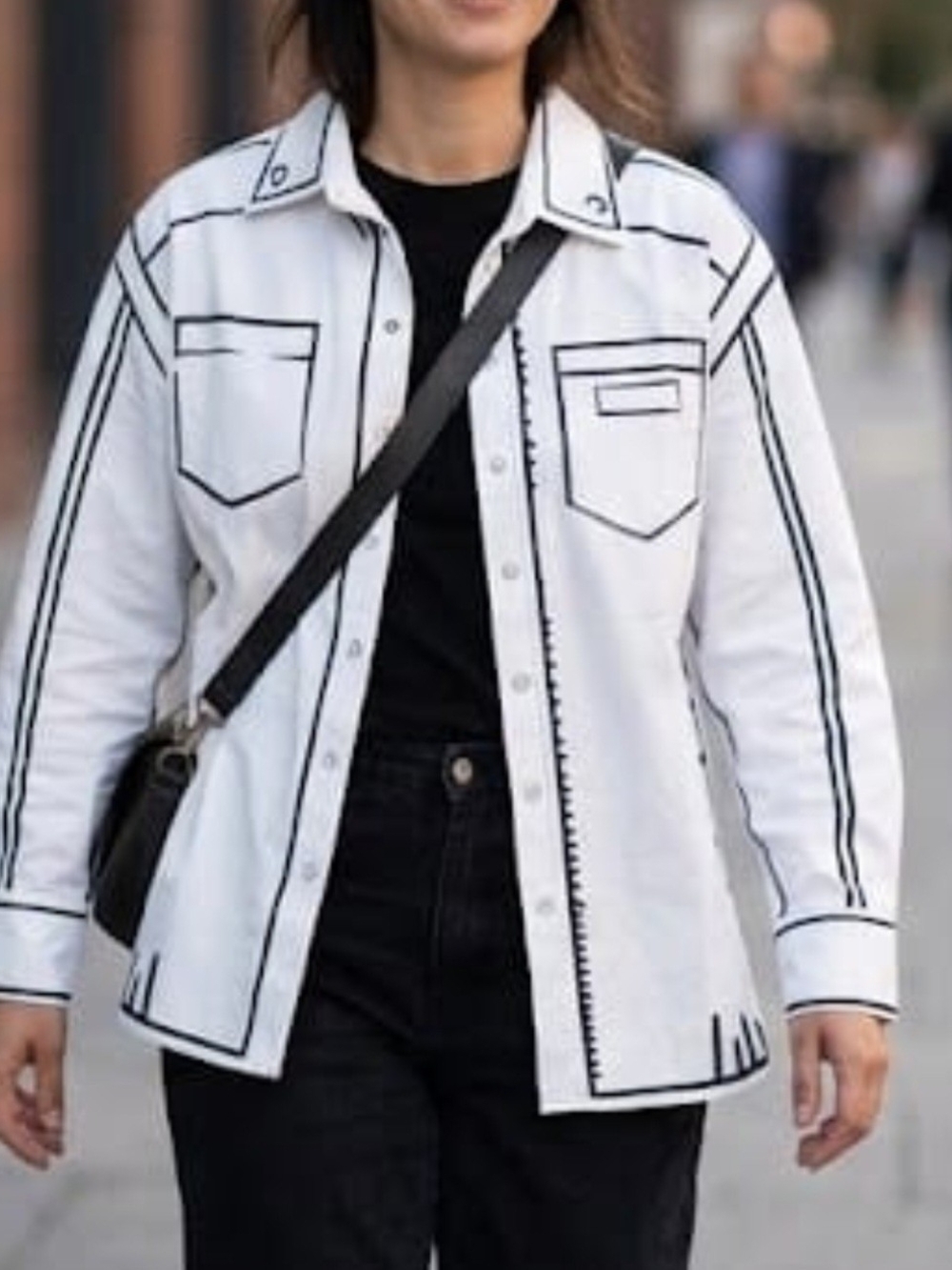 Galartsy 2D Lines White Button Up